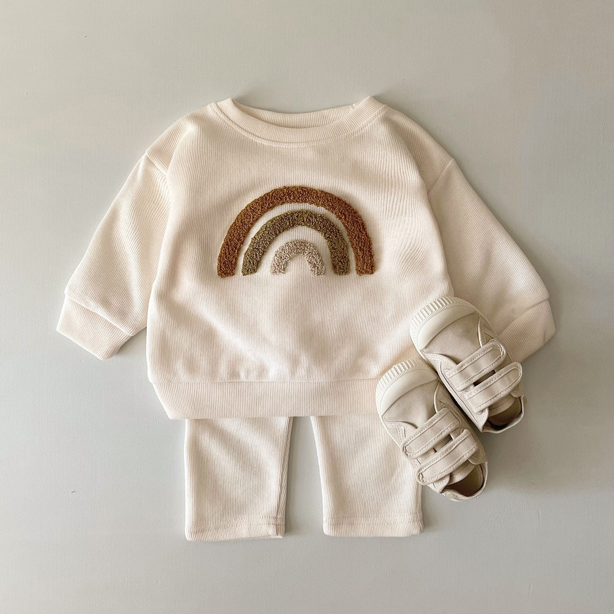 Spring And Autumn Newborn Alphabet Embroidery Baby Long Sleeve Two-piece Suit